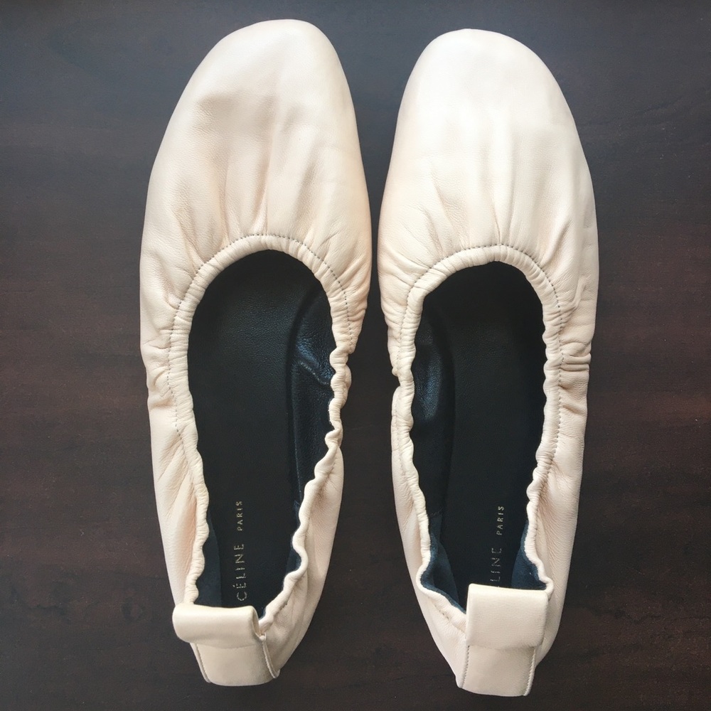 Celine Leather Ballet Flats in Powder Pink